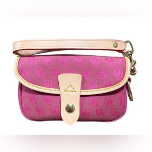 Vintage Dooney & Bourke Pink Monogram Clutch Wristlet